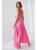 Rochie maxi dama din satin cu bretele, roz 72962 - Magazin online - Boutique